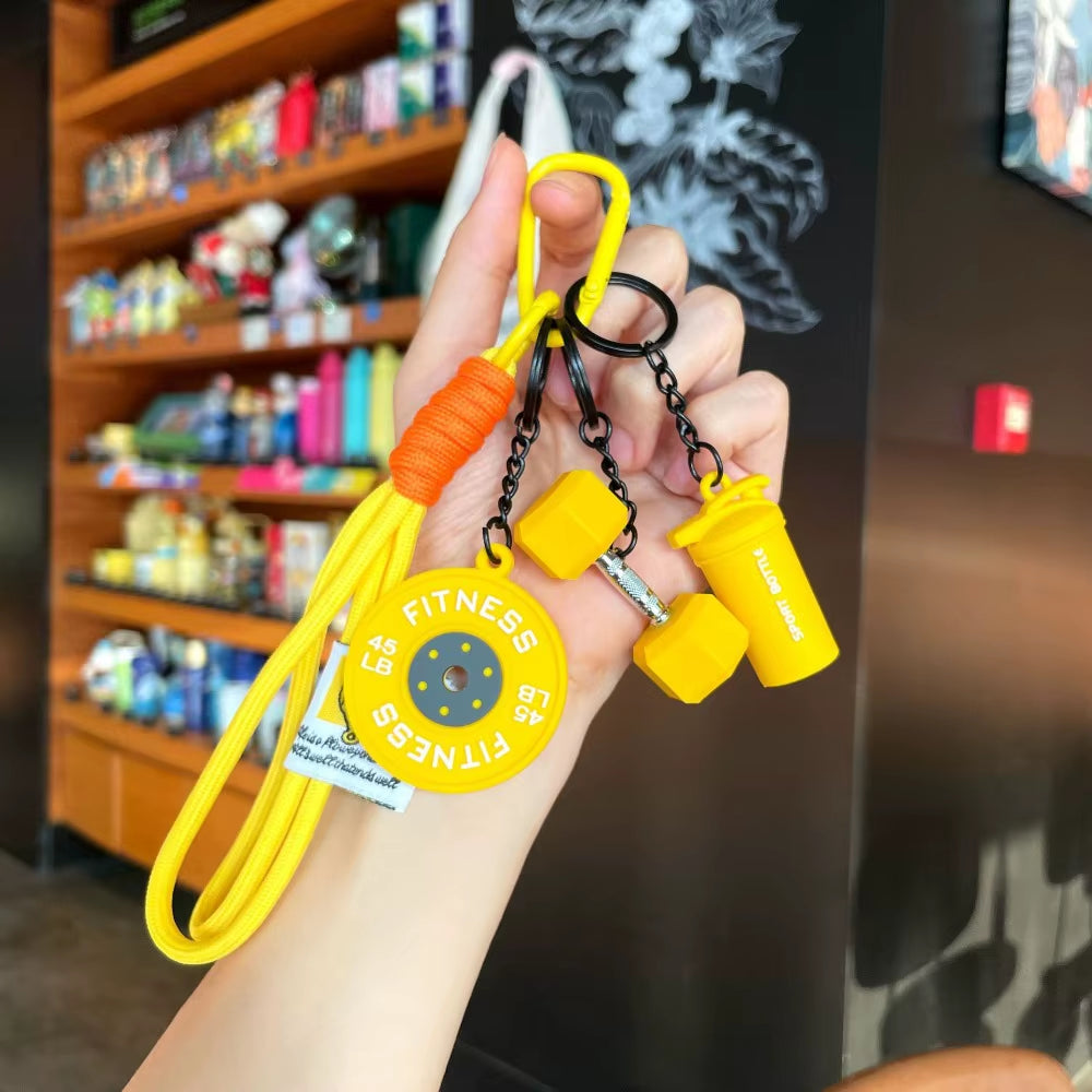 Detachable Barbell Plates Keychain Dopamine INS Simulation Dumbbells Keyring Water Cups Creative Fitness Series Pendant Friends